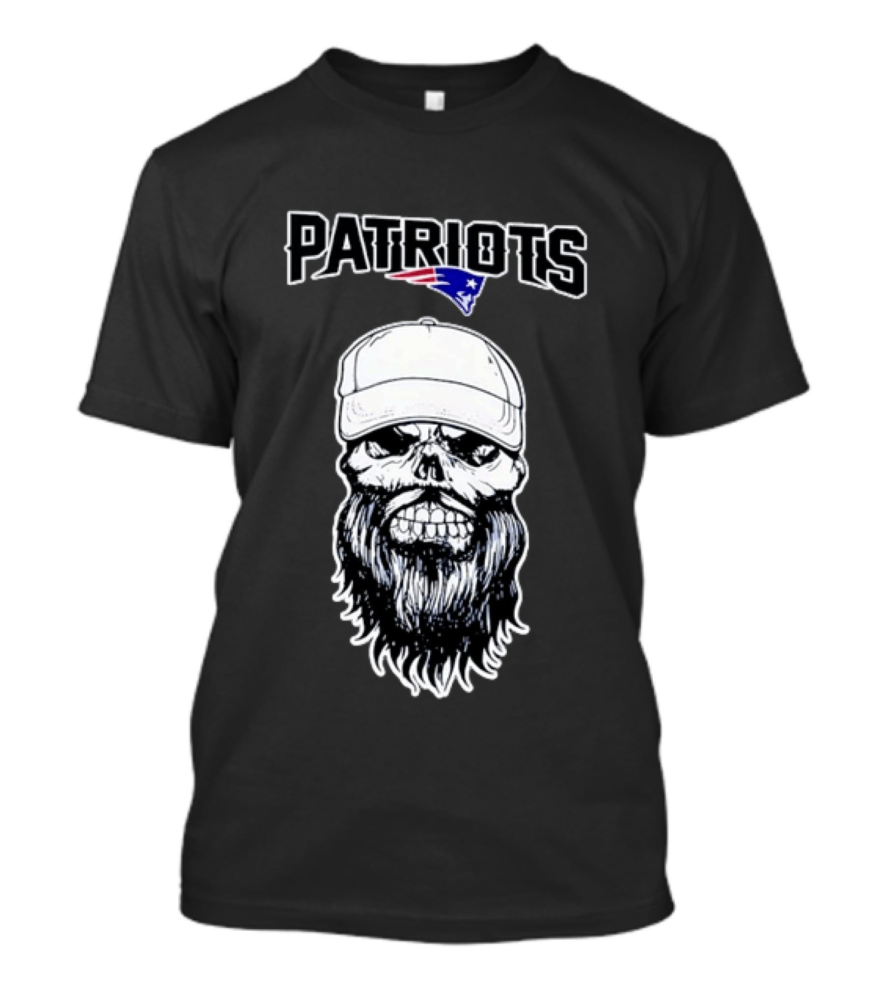 Patriots Bearded Skull With Cap Football Fan T-Shirt