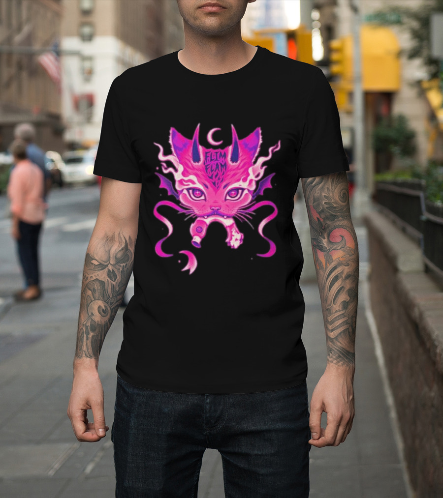 Flim Flam Flamingo DevilCat Fantasy T-Shirt