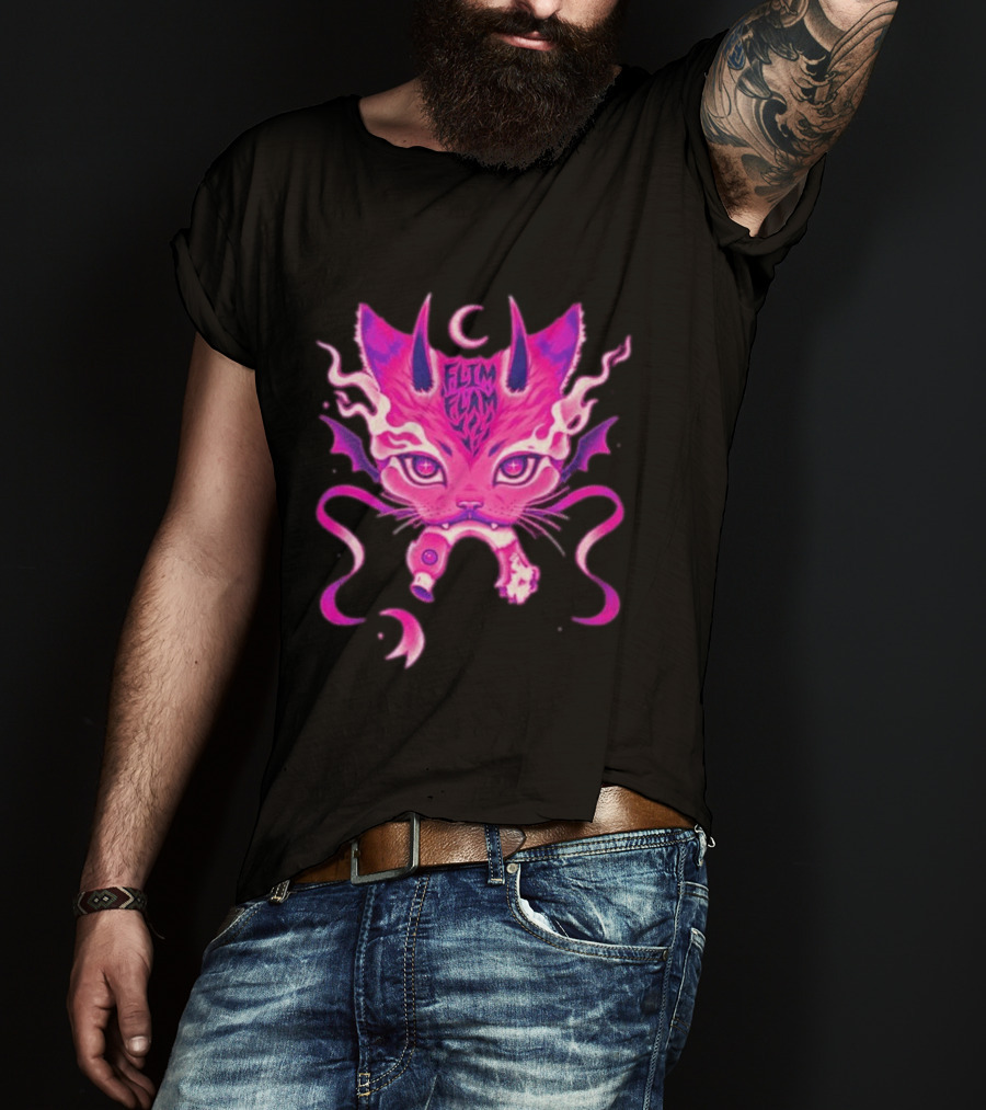 Flim Flam Flamingo DevilCat Fantasy T-Shirt