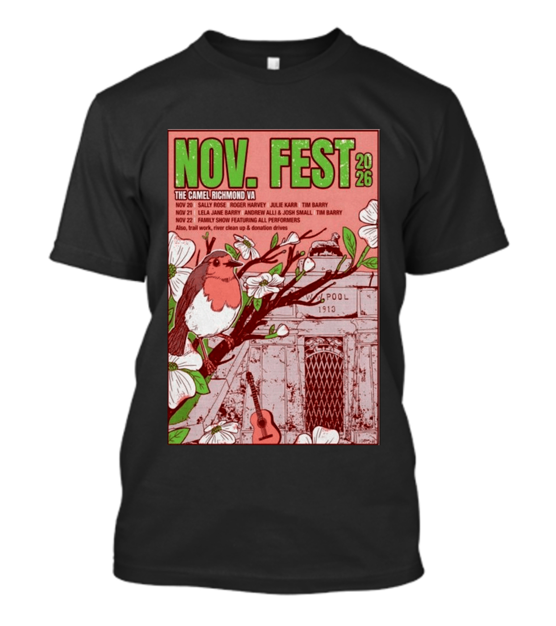 Nov. Fest 2026 The Camel Richmond VA Sally Rose Roger Harvey Julie Karr Tim Barry Lela Jane Barry Andrew Alli Josh Small Family Show T-Shirt