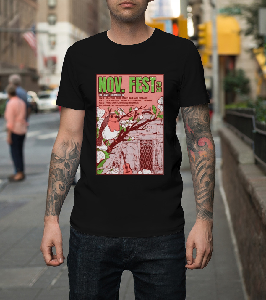 Nov. Fest 2026 The Camel Richmond VA Sally Rose Roger Harvey Julie Karr Tim Barry Lela Jane Barry Andrew Alli Josh Small Family Show T-Shirt