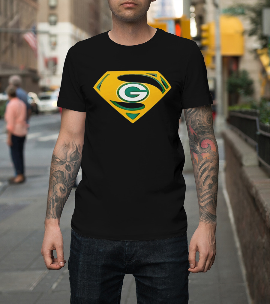Green Bay Packers G In Superman Shield T-Shirt