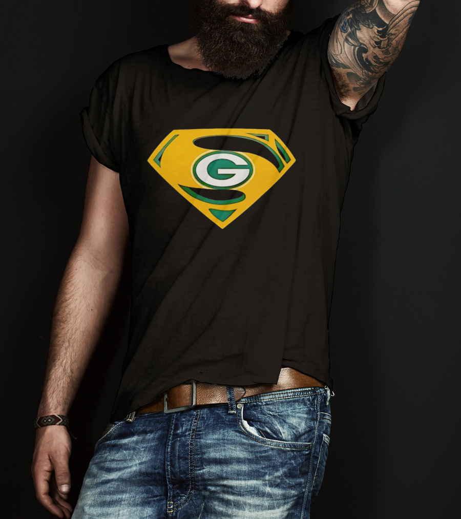 Green Bay Packers G In Superman Shield T-Shirt
