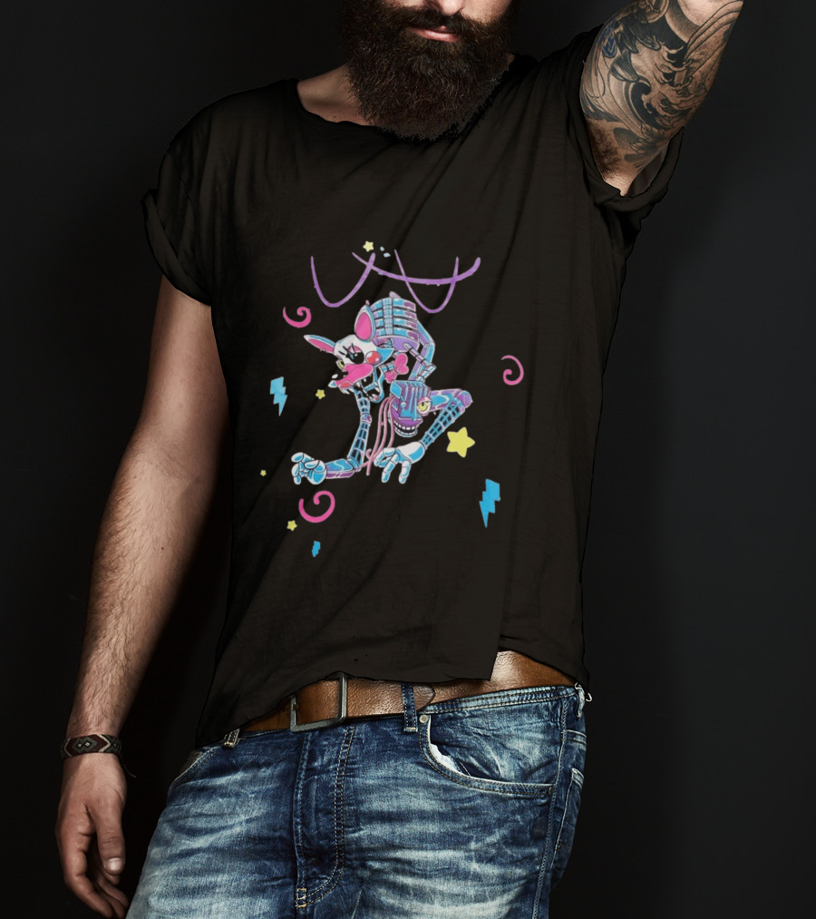 HEX X FNaF BTS Blacklight Mangle Purple Signature Stars Lightning Swirls T-Shirt