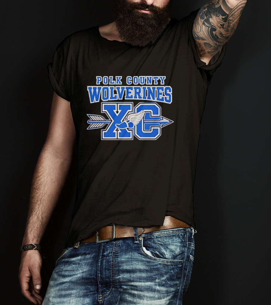 Polk County Wolverines XC Cross Country Arrow And Winged Foot T-Shirt
