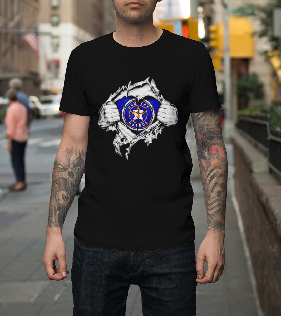 Houston Astros Ripped Skin MLB Baseball Hidden T-Shirt
