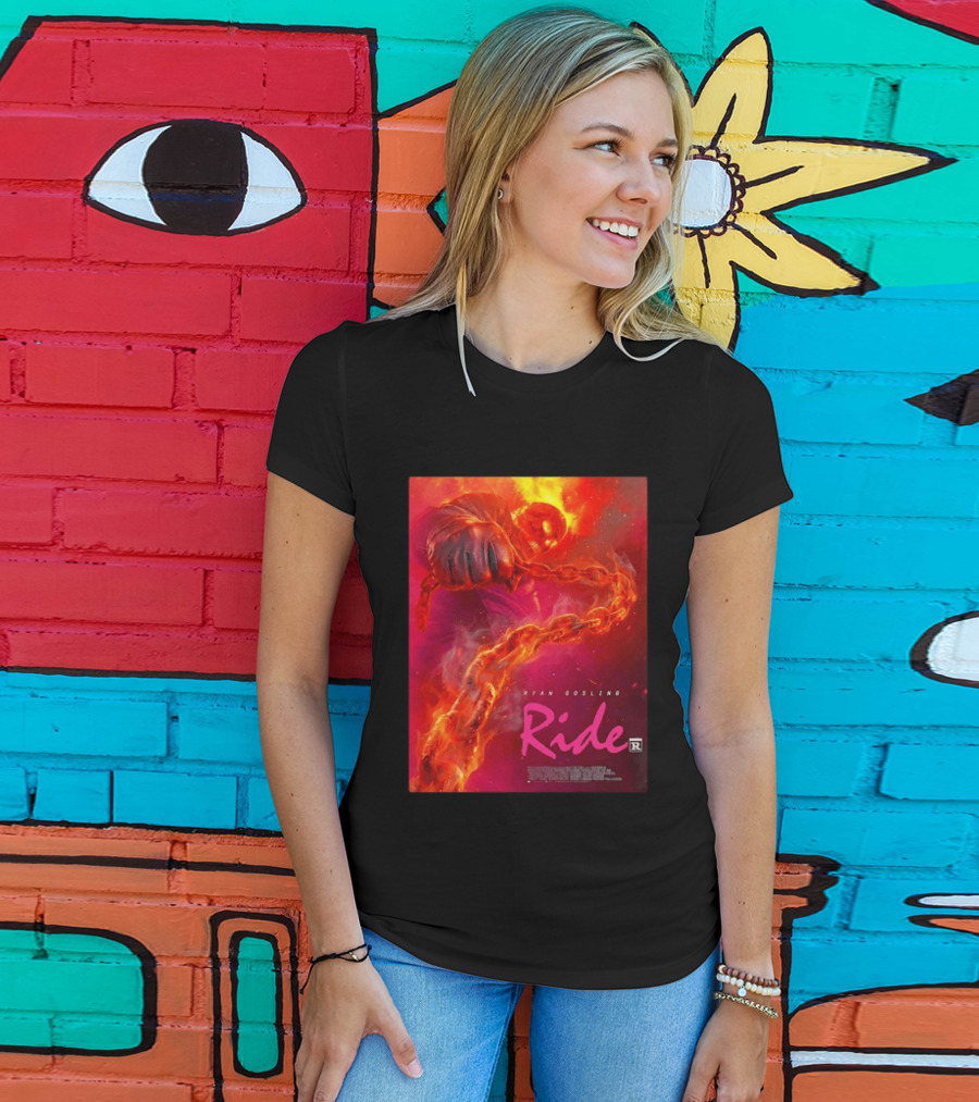 Ryan Gosling Ride Movie Ghost Rider Flaming Chain Image T-Shirt
