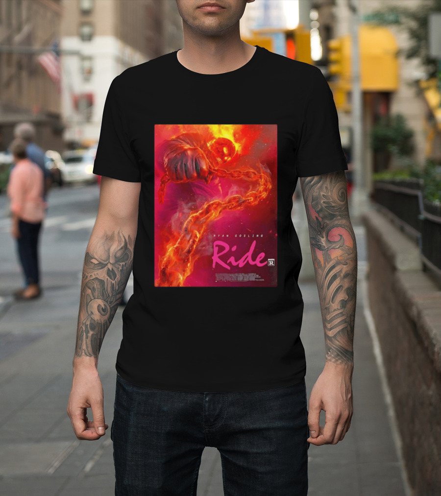 Ryan Gosling Ride Movie Ghost Rider Flaming Chain Image T-Shirt