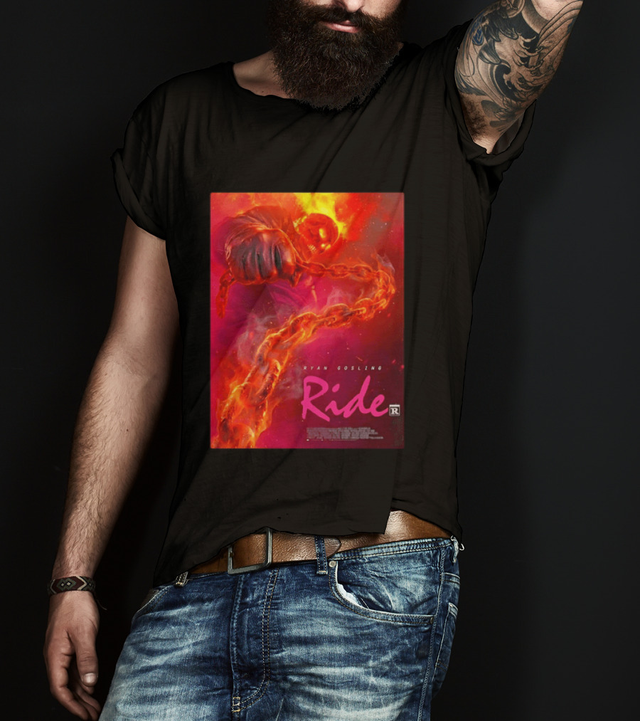 Ryan Gosling Ride Movie Ghost Rider Flaming Chain Image T-Shirt
