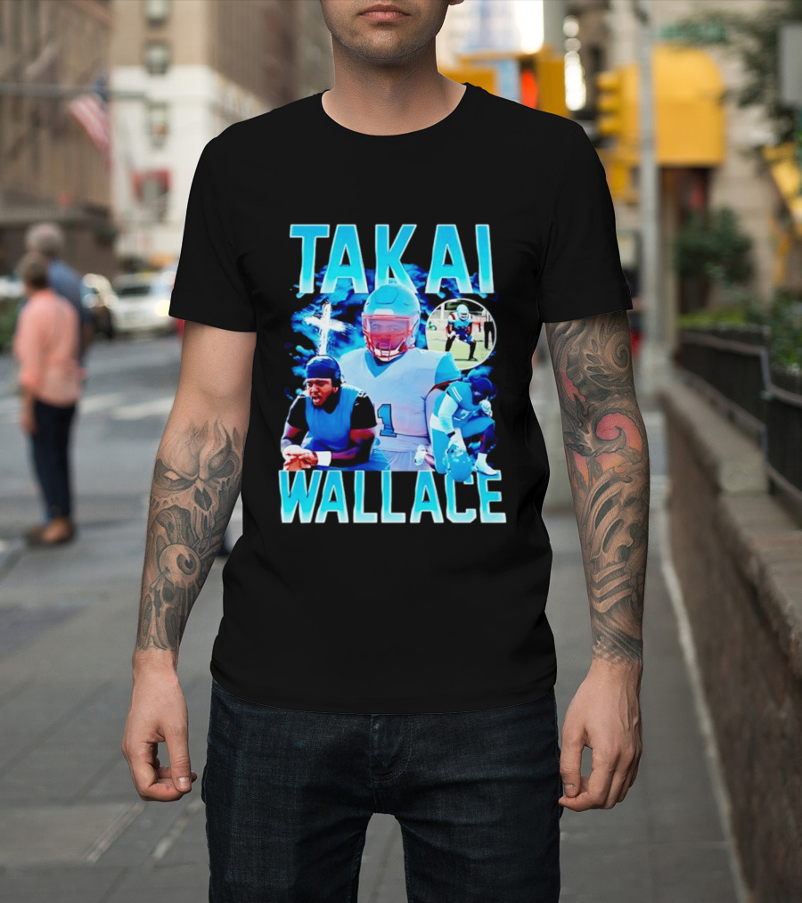 Takai Wallace Football Athlete Sports Action Collage T-Shirt