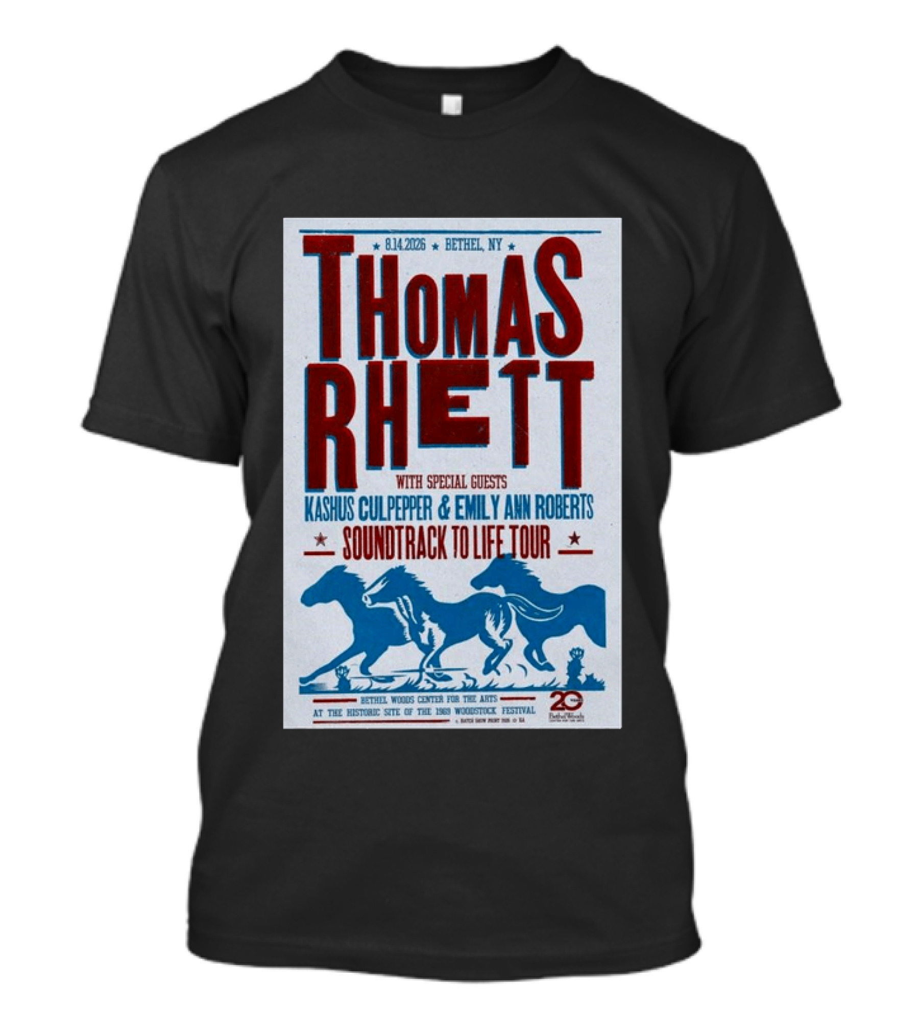 Thomas Rhett Bethel NY 2026 Soundtrack To Life Tour Kashus Culpepper Emily Ann Roberts T-Shirt
