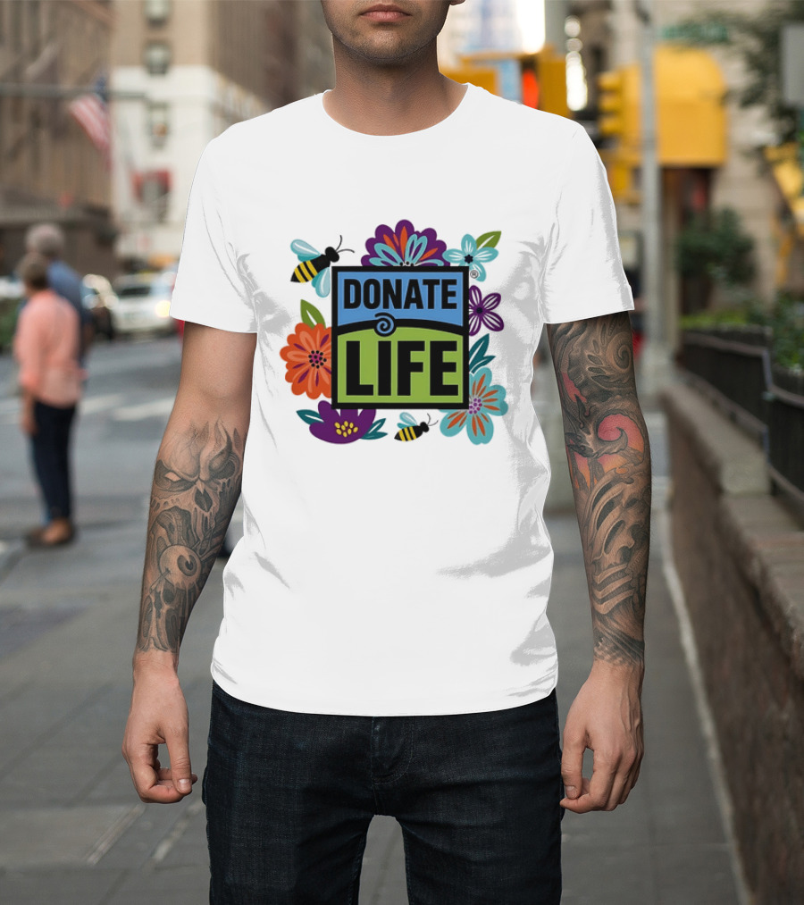 Donate Life Floral Bee Awareness Organ Donation Colorful Flowers T-Shirt