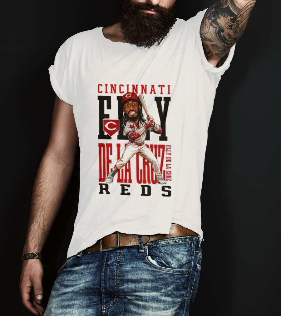 Cincinnati Reds Elly De La Cruz Baseball Caricature T-Shirt