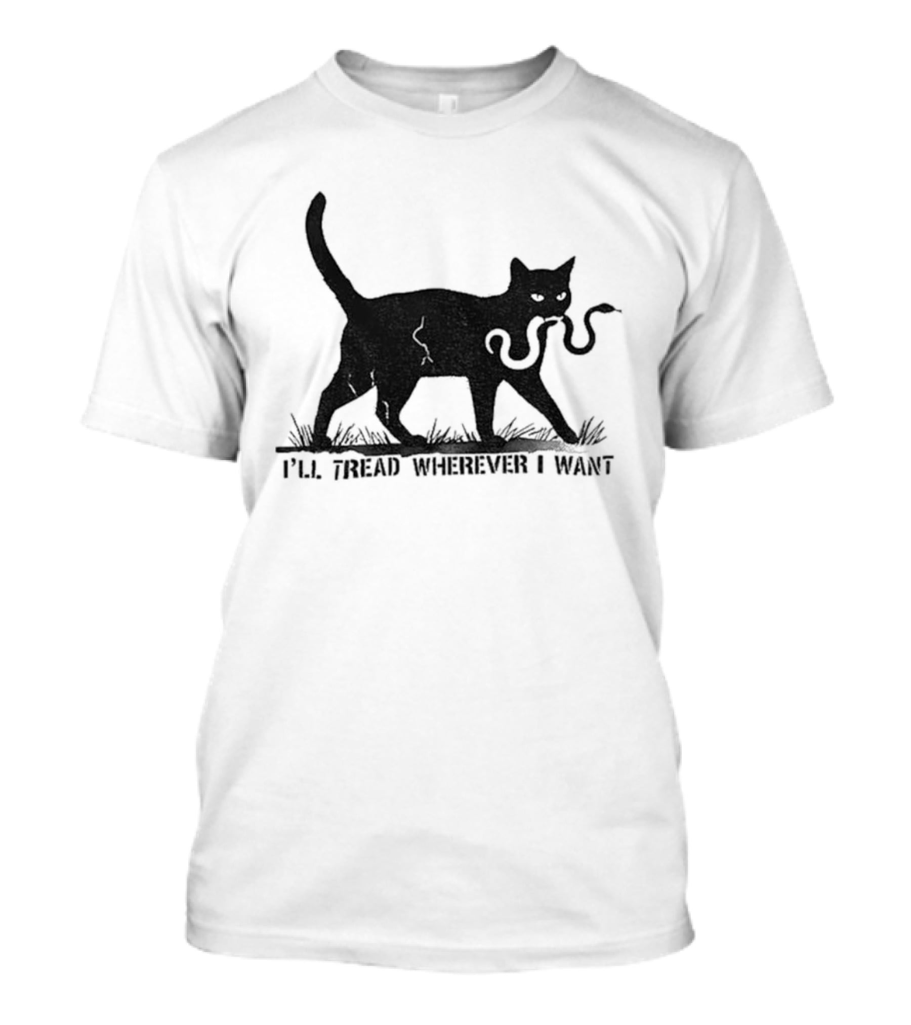 I'll Tread Wherever I Want Black Cat Snake T-Shirt