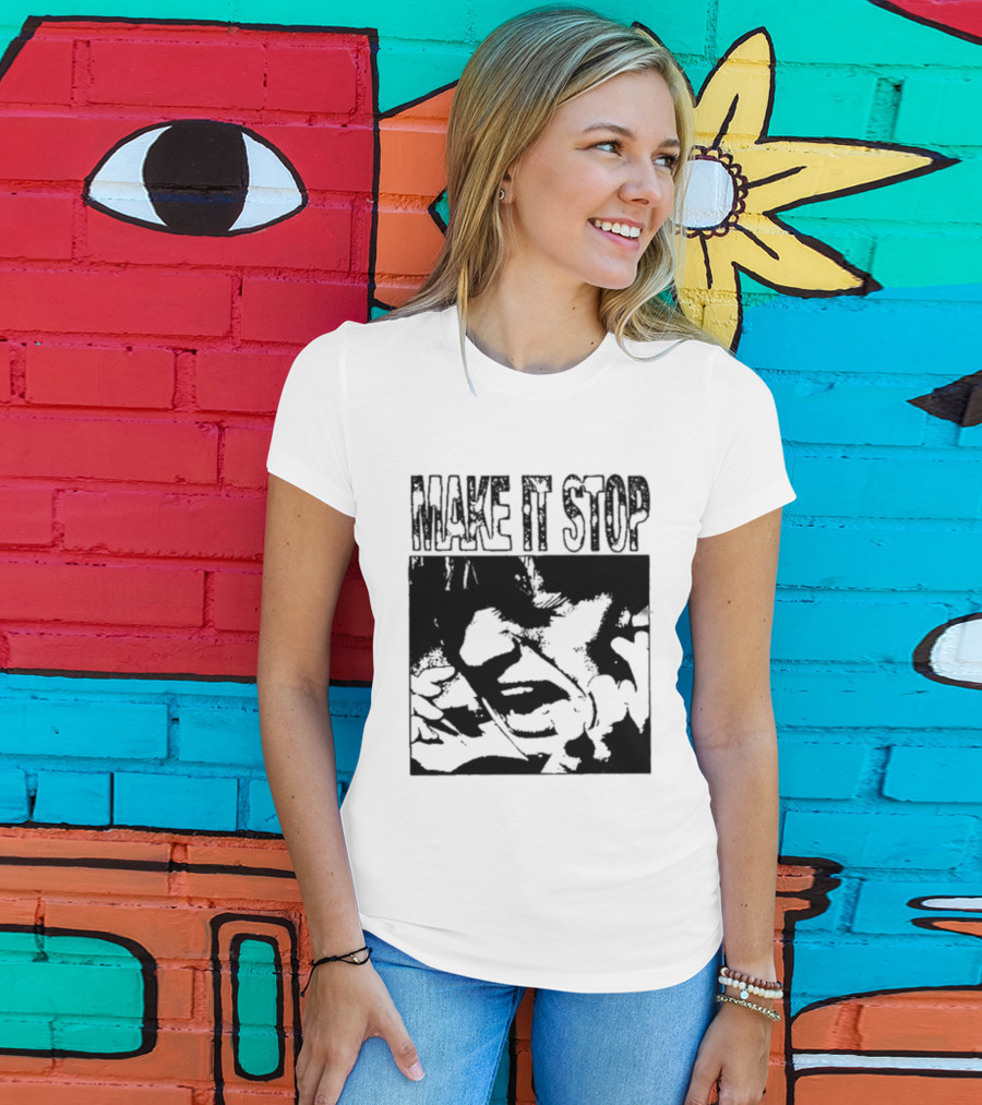 Make It Stop Scream Distress Anxiety Black And White T-Shirt