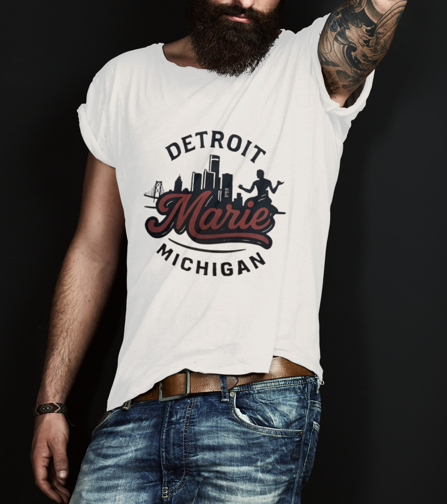 Detroit Michigan Marie Skyline T-Shirt