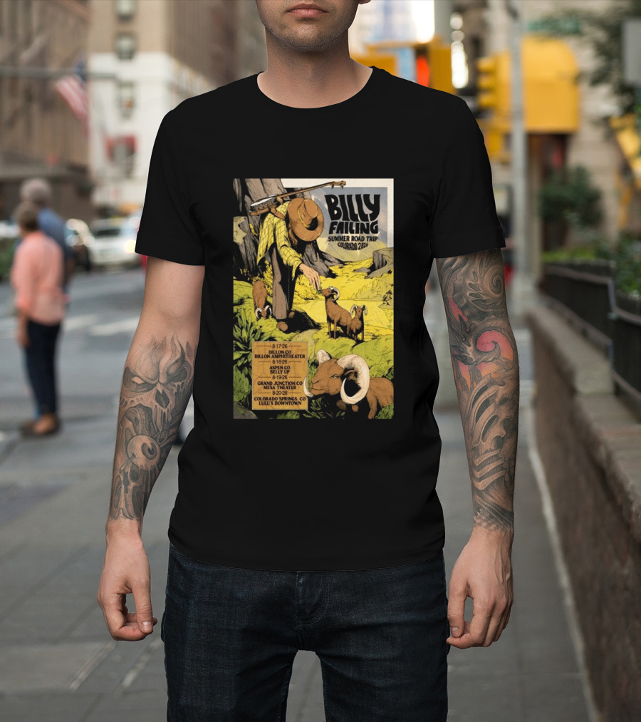 Billy Failing Summer Road Trip Colorado 2026 Dillon Amphitheater Belly Up Mesa Theater Lulu's Downtown T-Shirt