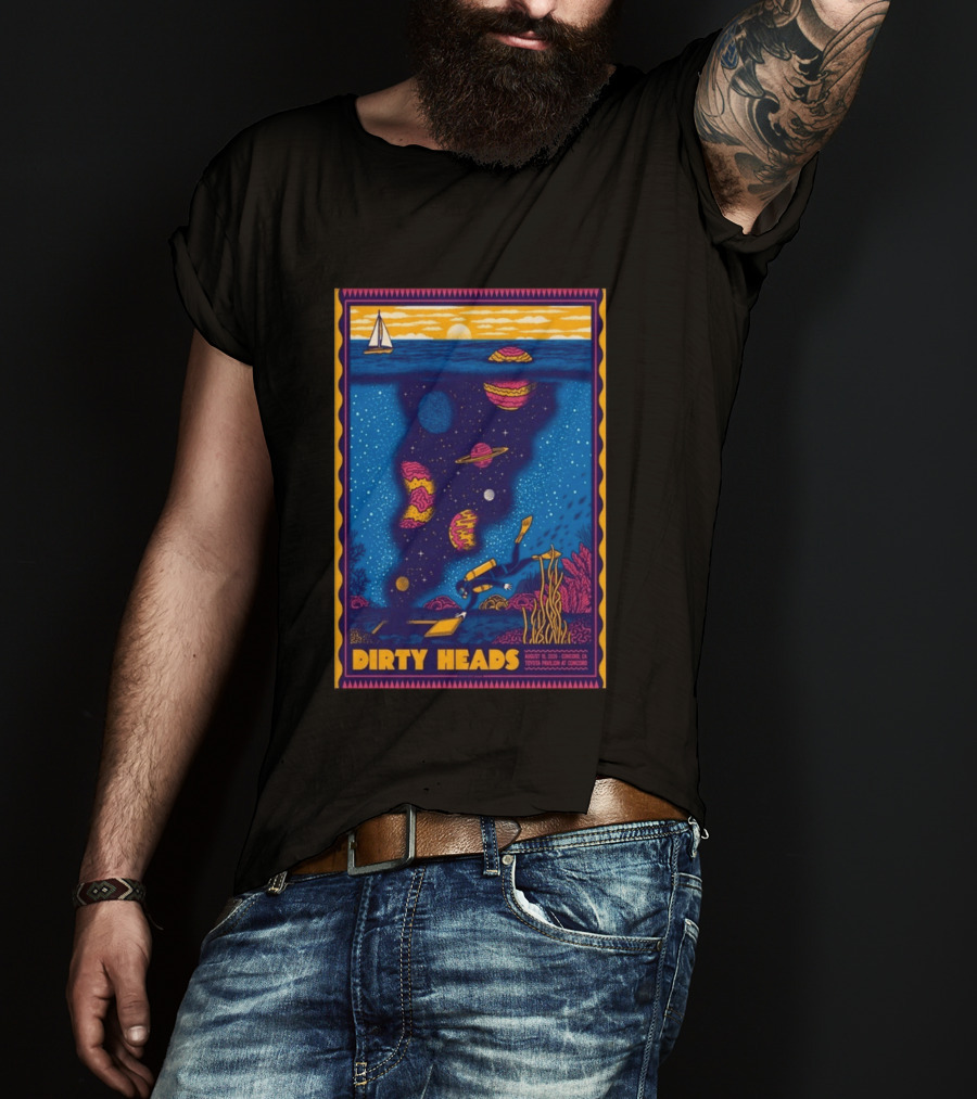 Dirty Heads August 15 2026 Tour Concord CA With Underwater Cosmic Scene T-Shirt