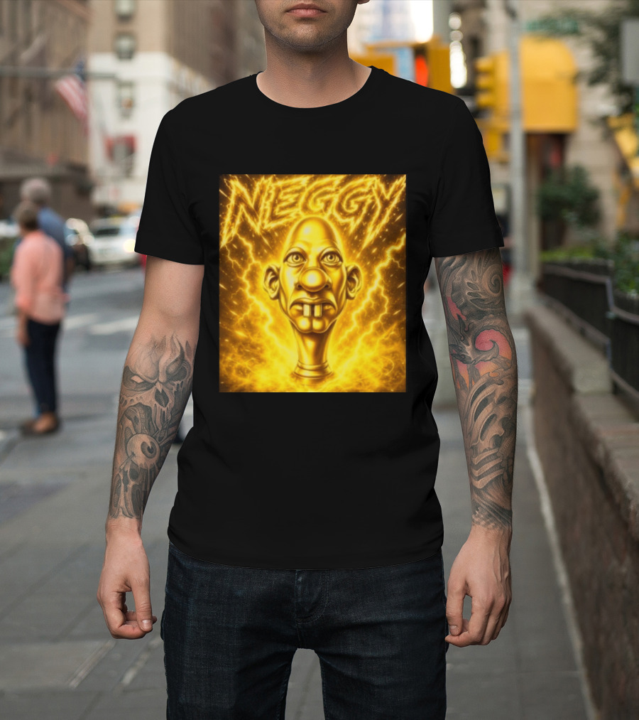 NEGGY Electric Manny Golden Lightning Face T-Shirt