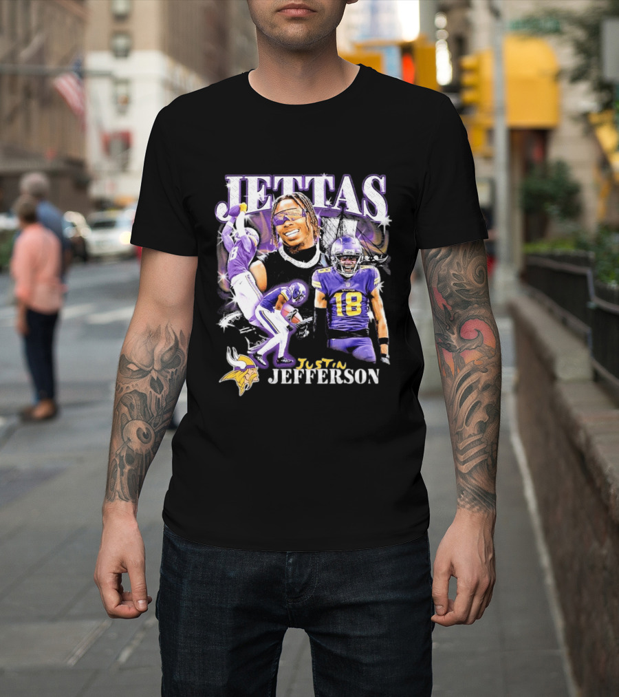 Fanatics Black Jettas Justin Jefferson Minnesota Vikings Notorious Player T-Shirt