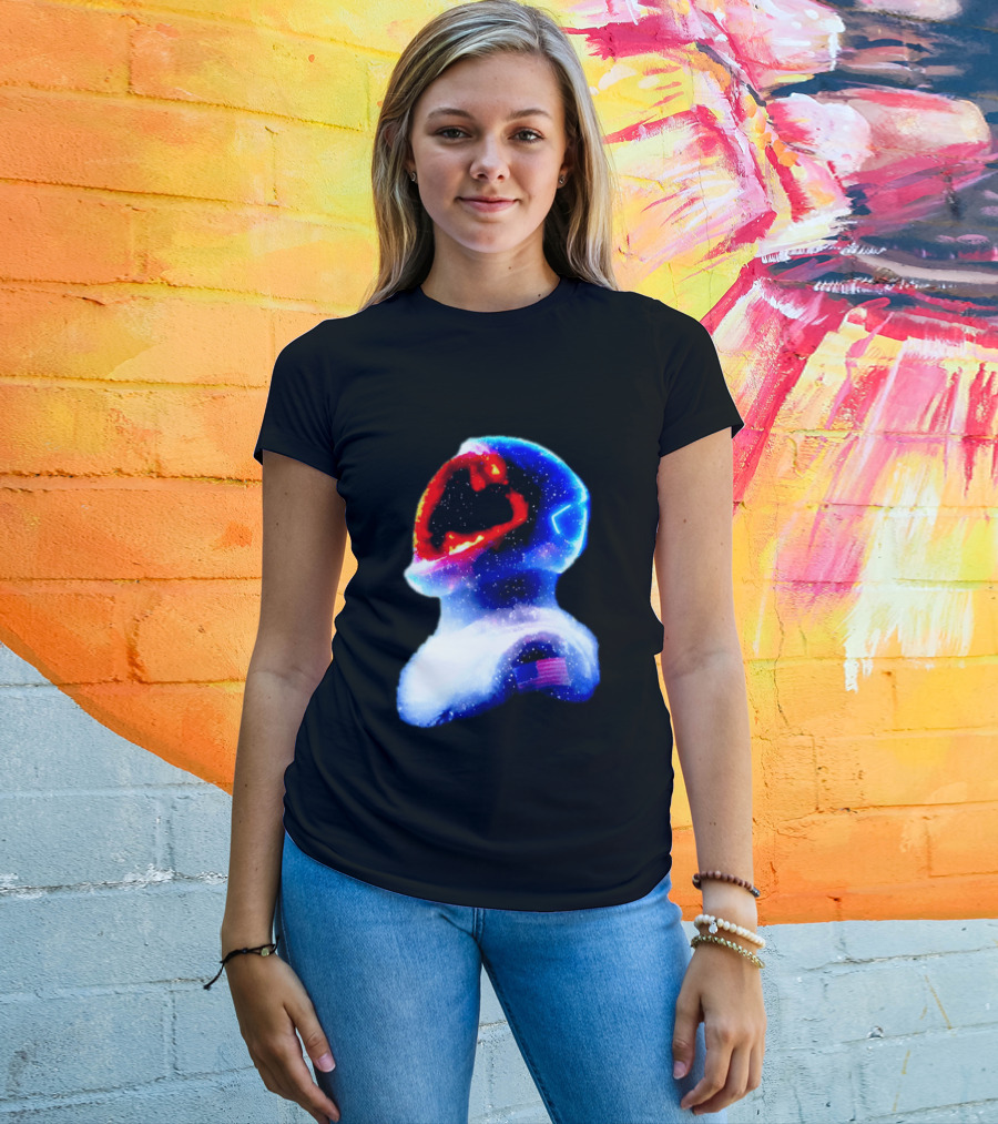 Galaxy Astronaut With American Flag Space Cosmic Adventure T-Shirt