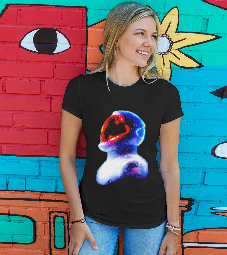 Galaxy Astronaut With American Flag Space Cosmic Adventure T-Shirt