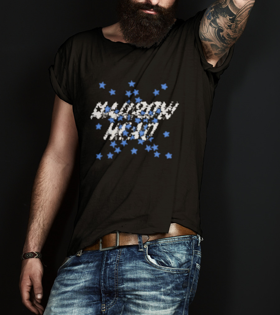 Narrow Head Starry Pattern Blue White Stars T-Shirt