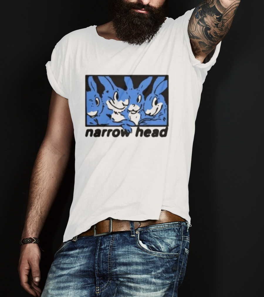 Narrow Head Four Rabbits Blue Black White T-Shirt