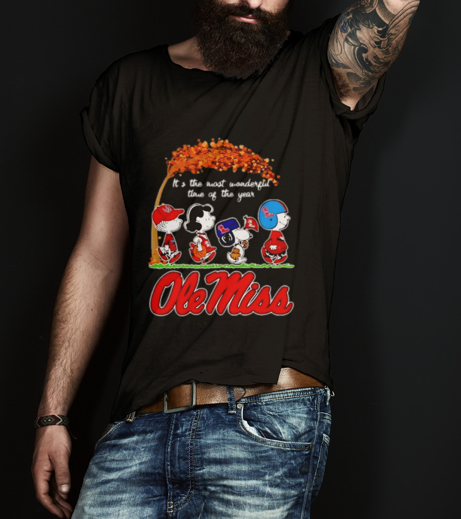 Ole Miss Rebels Peanuts Characters Most Wonderful Time Of The Year T-Shirt