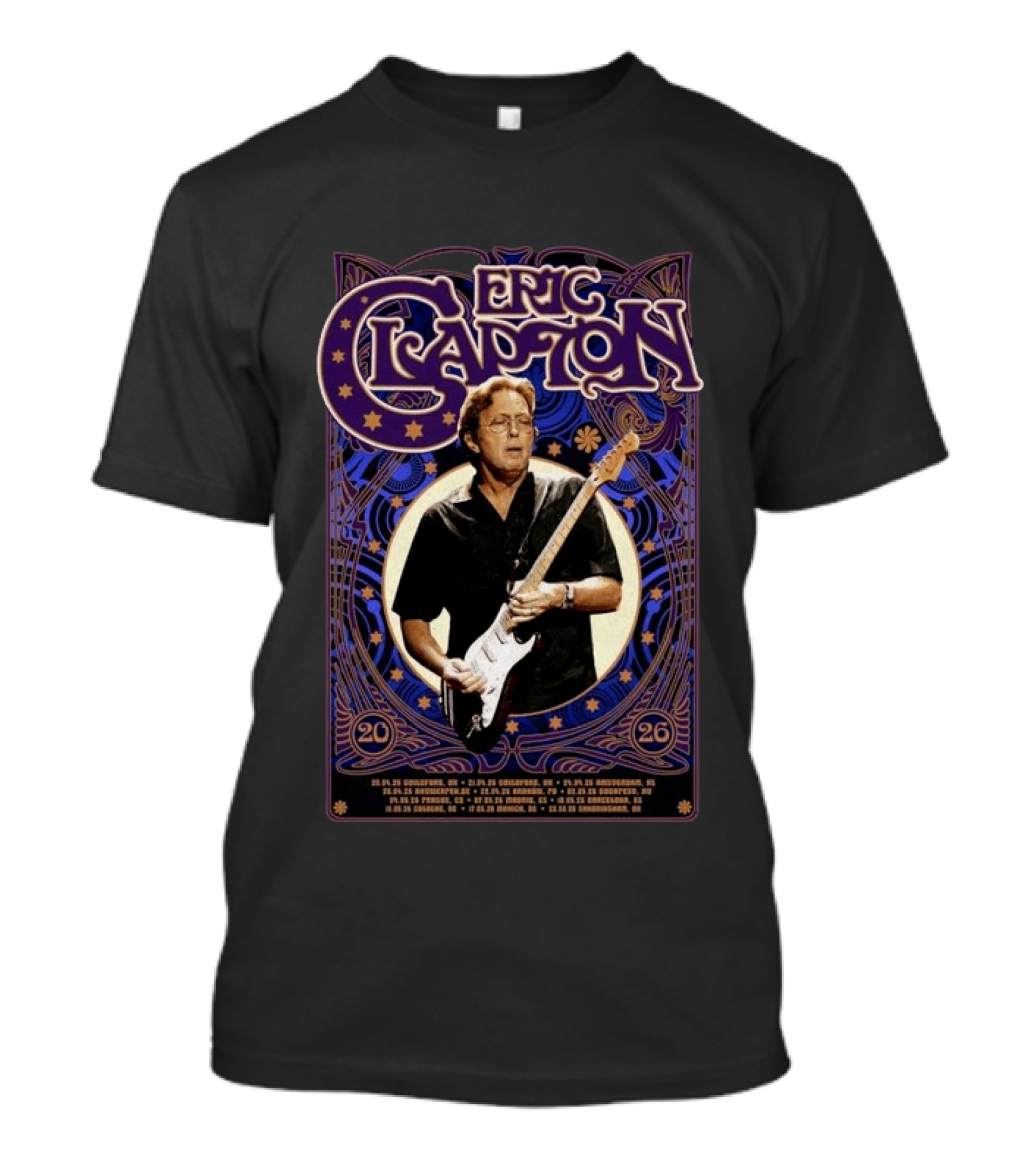 Eric Clapton 2026 Barcelona Spain Tour Concert Dates And Locations T-Shirt