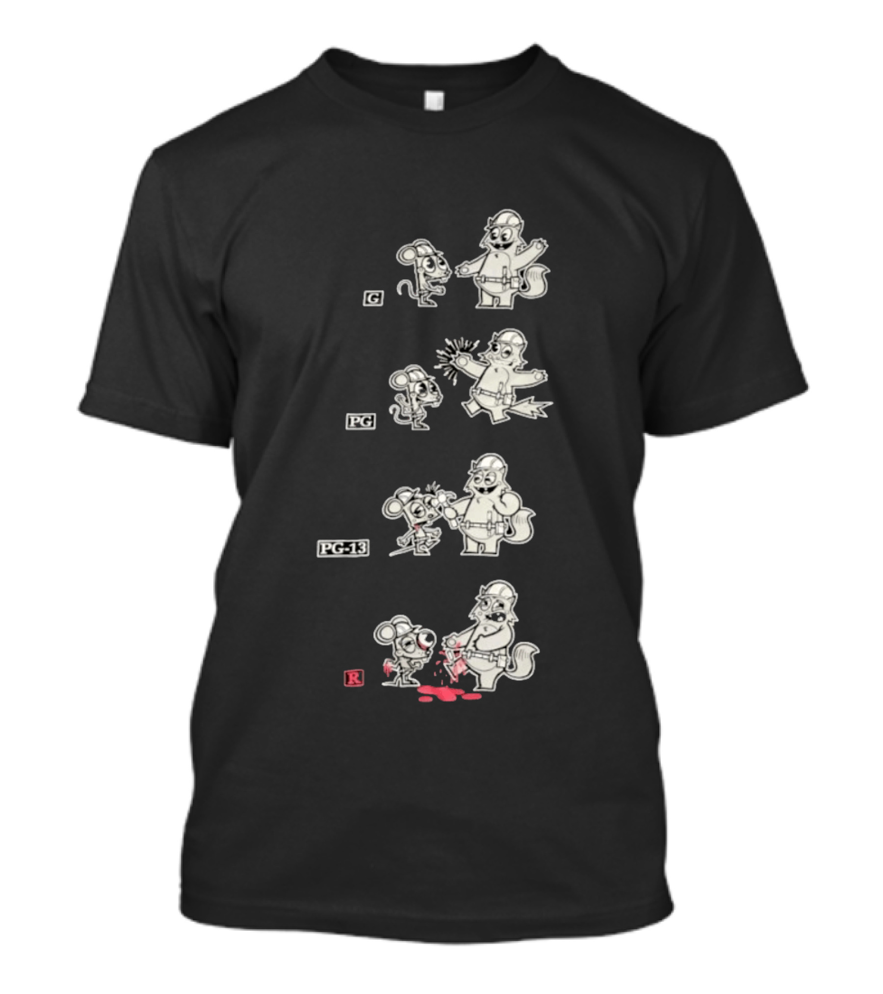 G To R Movie Rating Evolution Cartoon Film Characters Humor T-Shirt