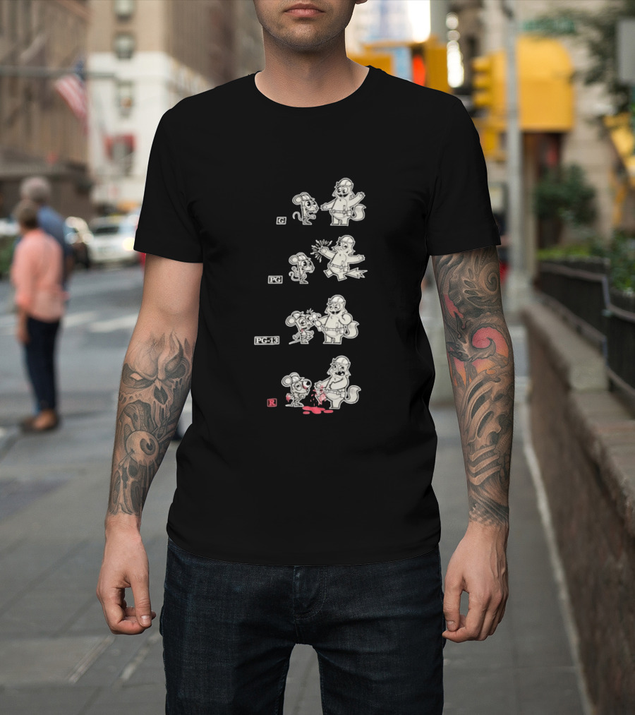 G To R Movie Rating Evolution Cartoon Film Characters Humor T-Shirt