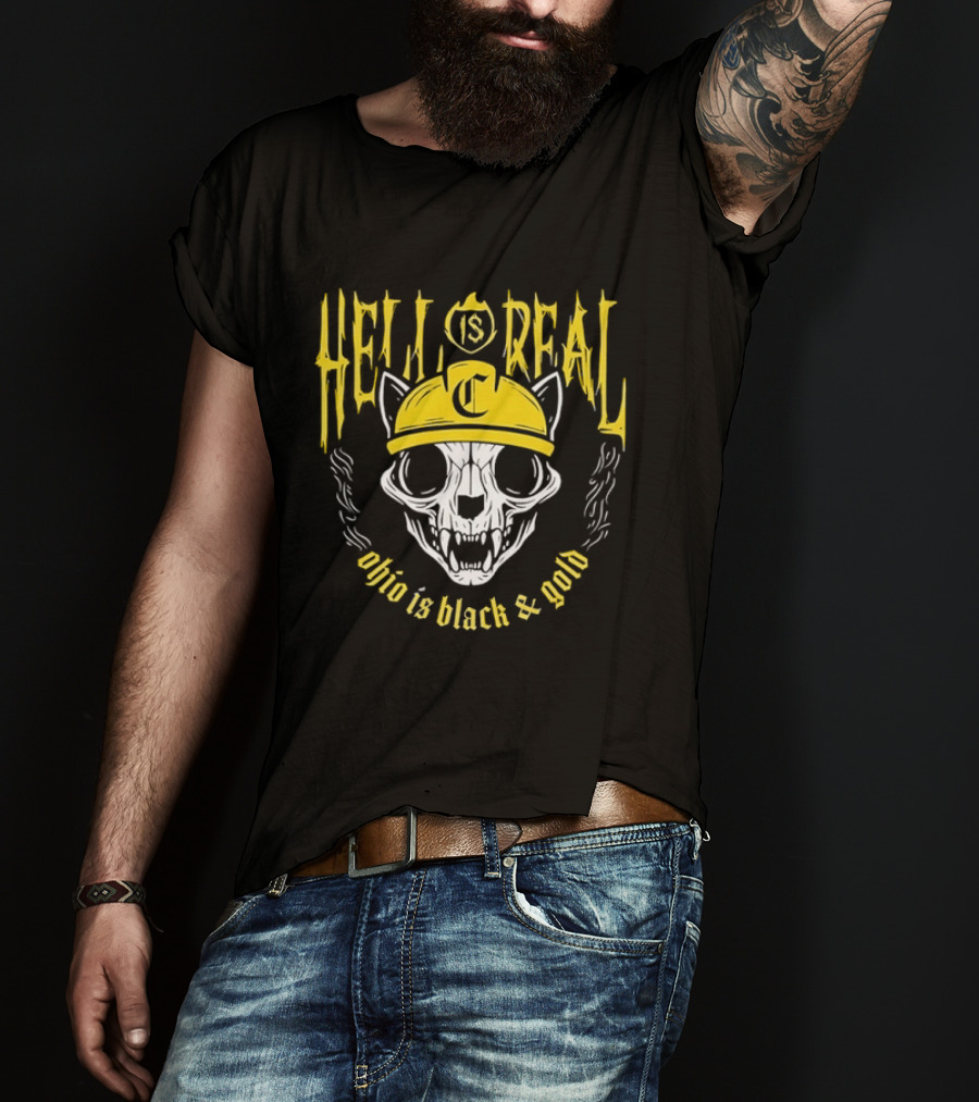 Hell Is Real Ohio Is Black And Gold Skull C Hat T-Shirt