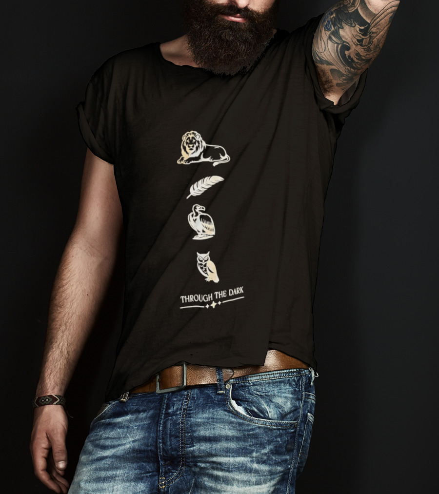 Through The Dark Lion Feather Heron Owl T-Shirt