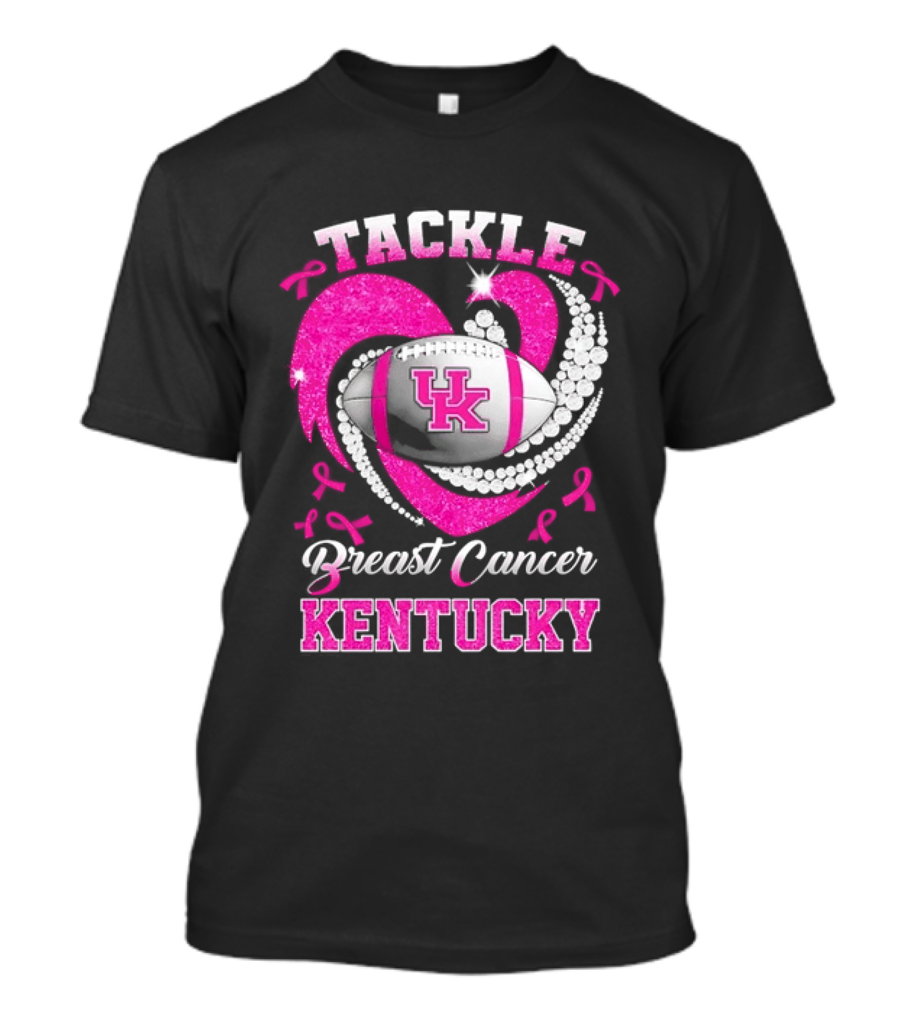 Tackle Breast Cancer Kentucky Wildcats UK Football Pink Ribbons T-Shirt