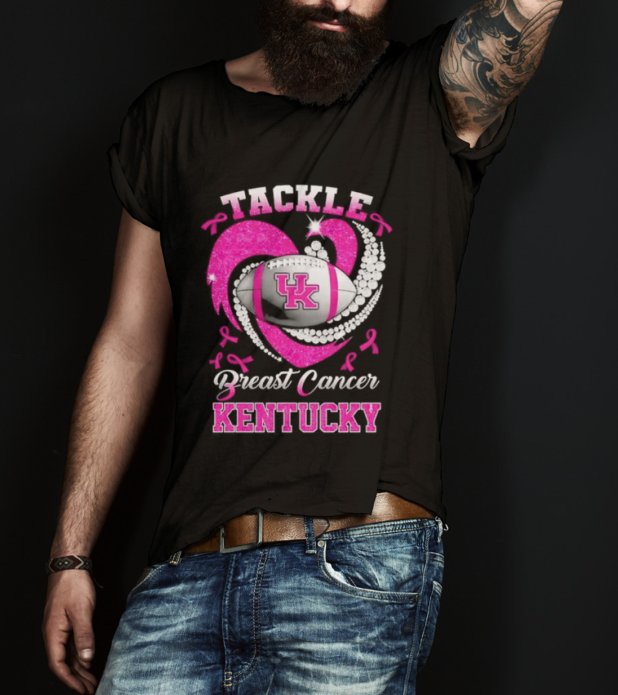 Tackle Breast Cancer Kentucky Wildcats UK Football Pink Ribbons T-Shirt