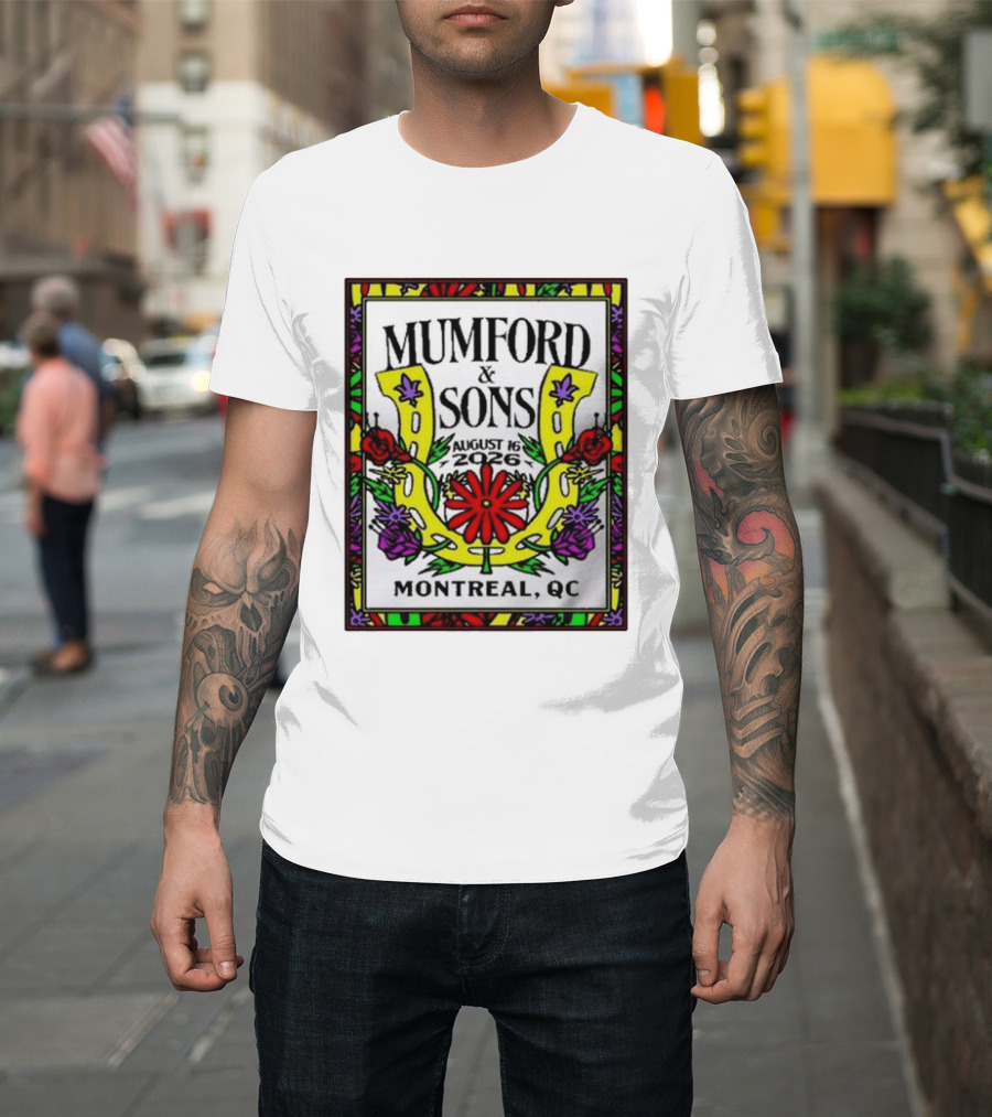 Mumford & Sons August 16 2026 Montreal QC Floral Horseshoe T-Shirt