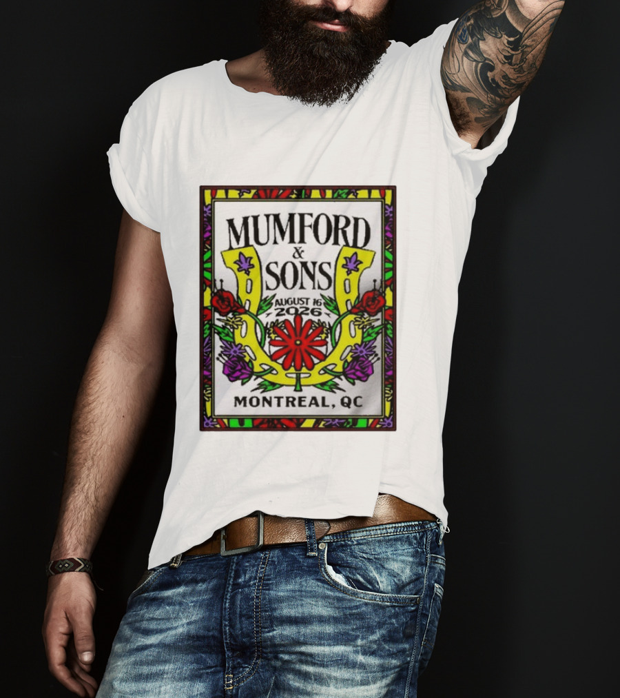 Mumford & Sons August 16 2026 Montreal QC Floral Horseshoe T-Shirt