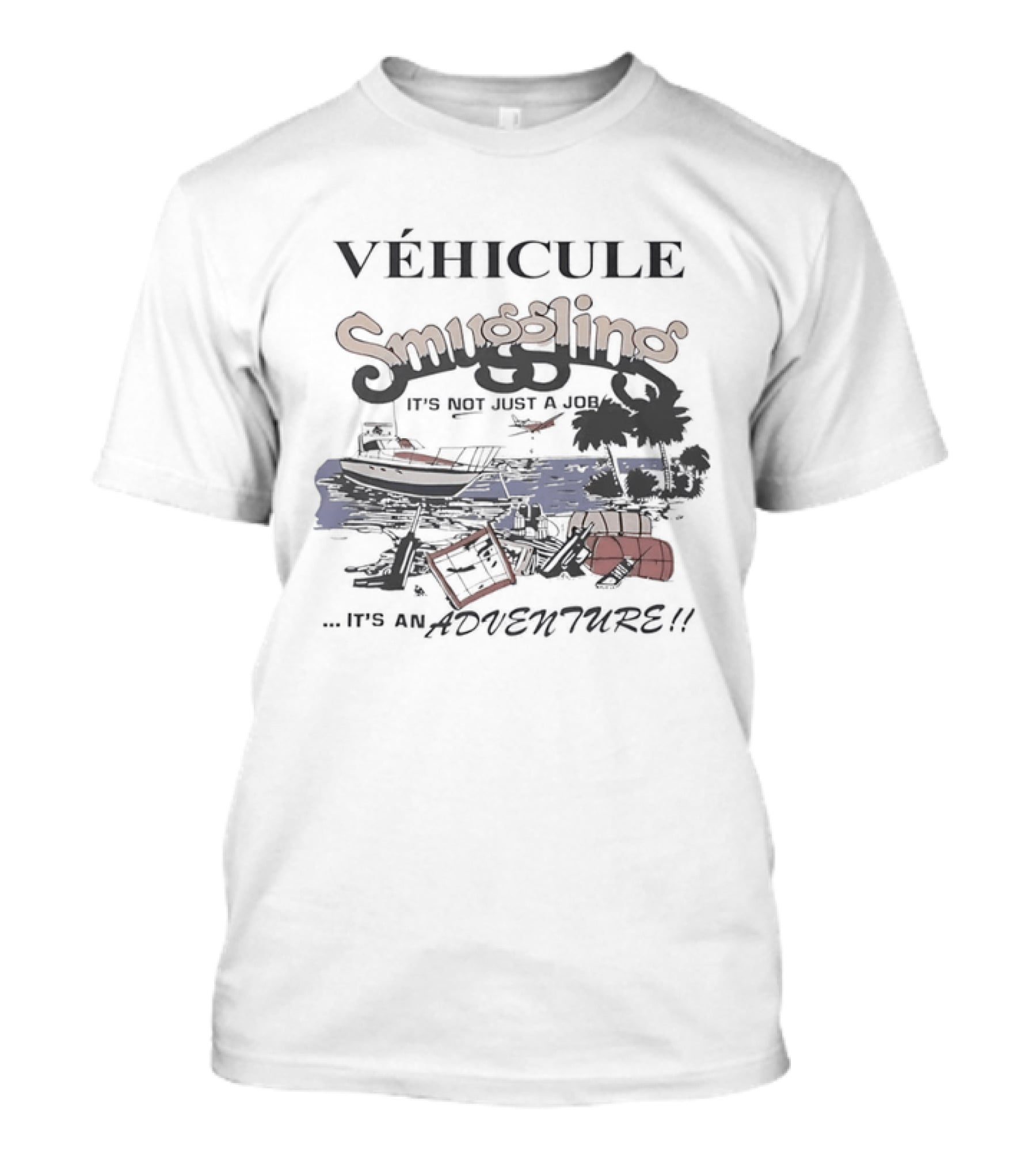 Véhicule S Gling It's Not Just A Job It's An Adventure With Boats And Palm Trees T-Shirt