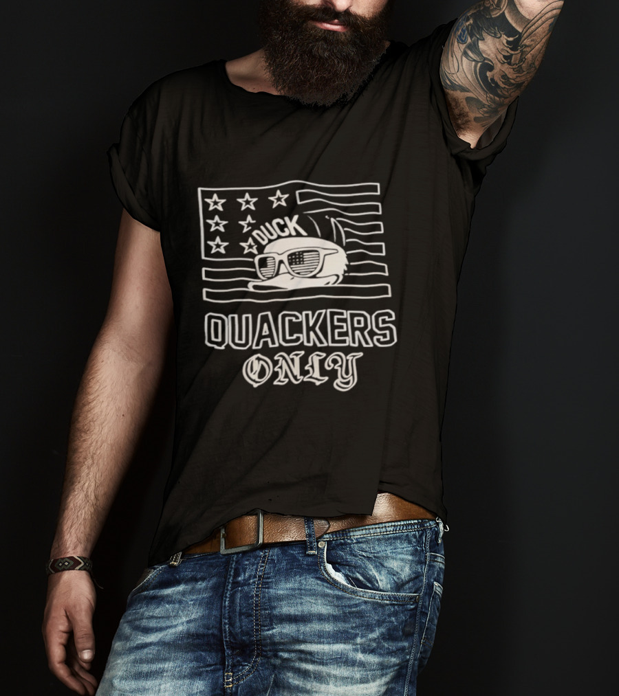 Quackers Only Duck American Flag T-Shirt