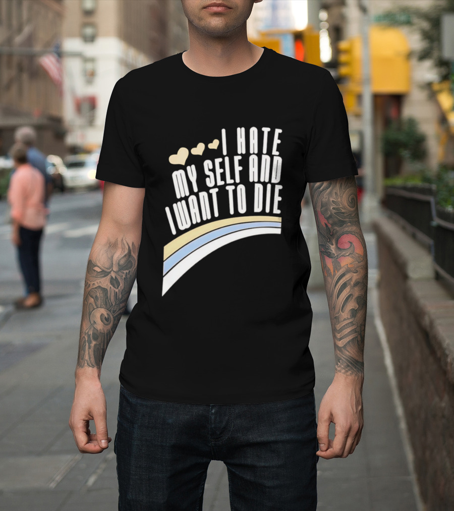 I Hate Myself And I Want To Die Nirvana Hearts Rainbow T-Shirt