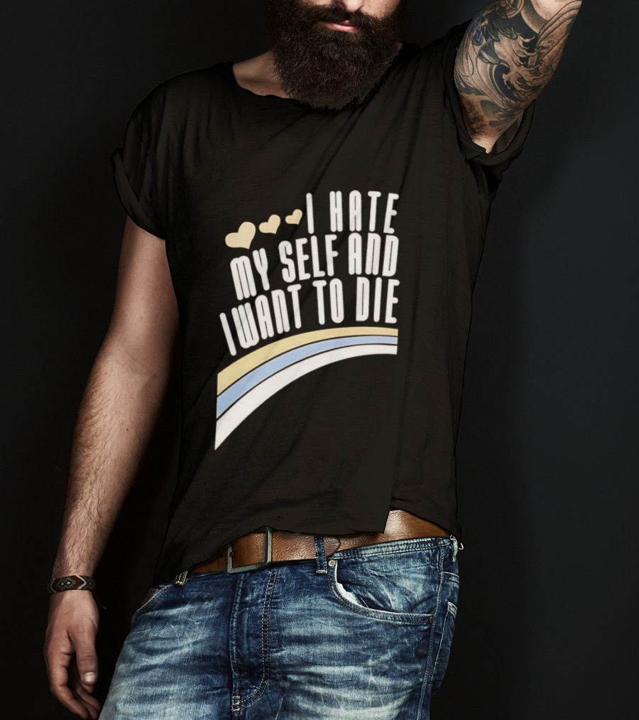 I Hate Myself And I Want To Die Nirvana Hearts Rainbow T-Shirt