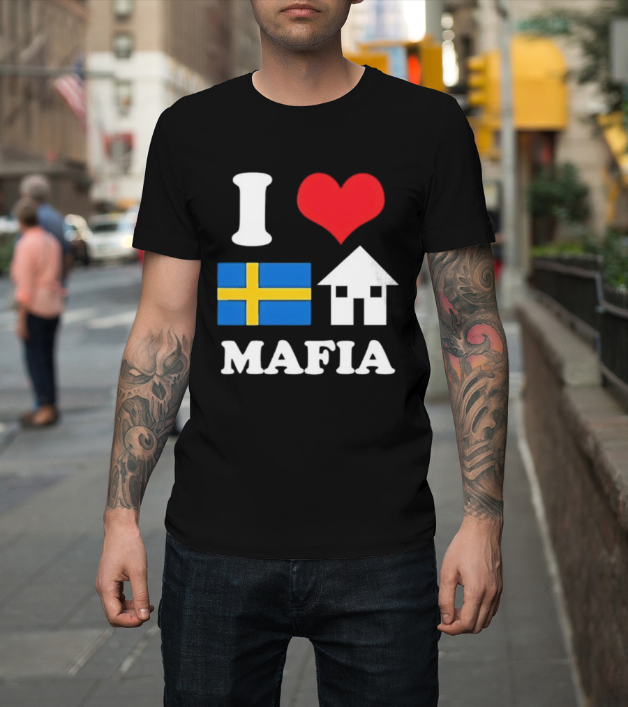 I Love Swedish Flag Heart House Mafia EDM Electronic Dance Music T-Shirt