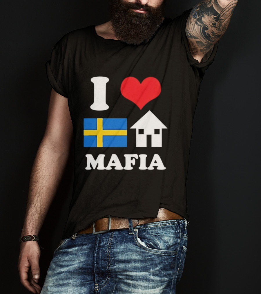 I Love Swedish Flag Heart House Mafia EDM Electronic Dance Music T-Shirt