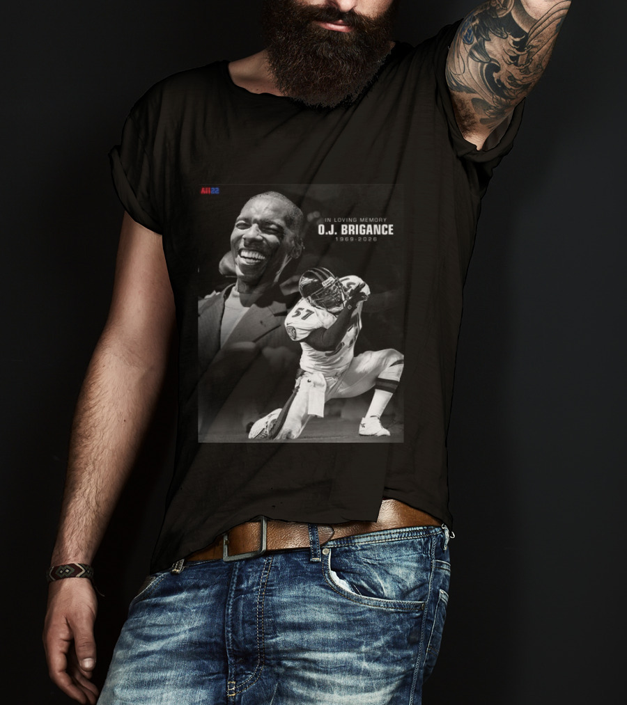 All22 O.J. Brigance In Loving Memory 1969 2026 Football Number 57 T-Shirt
