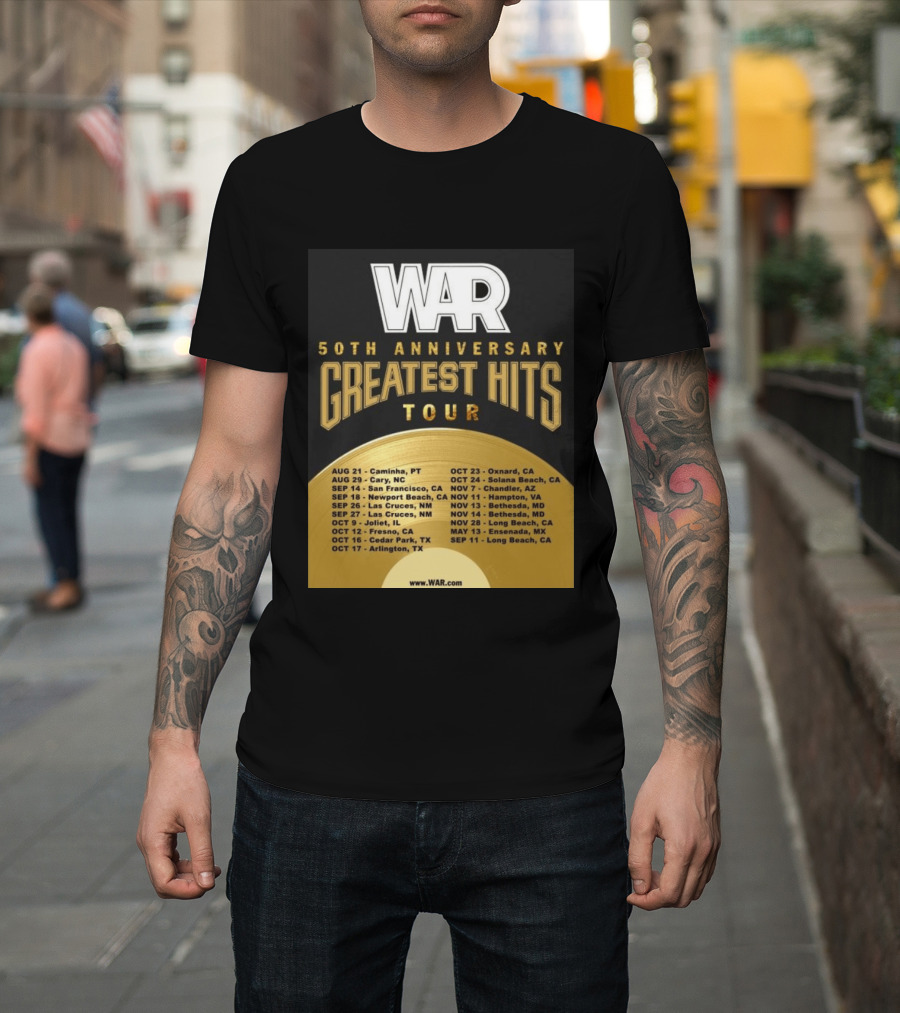 War 50th Anniversary Greatest Hits Tour Dates And Locations List T-Shirt
