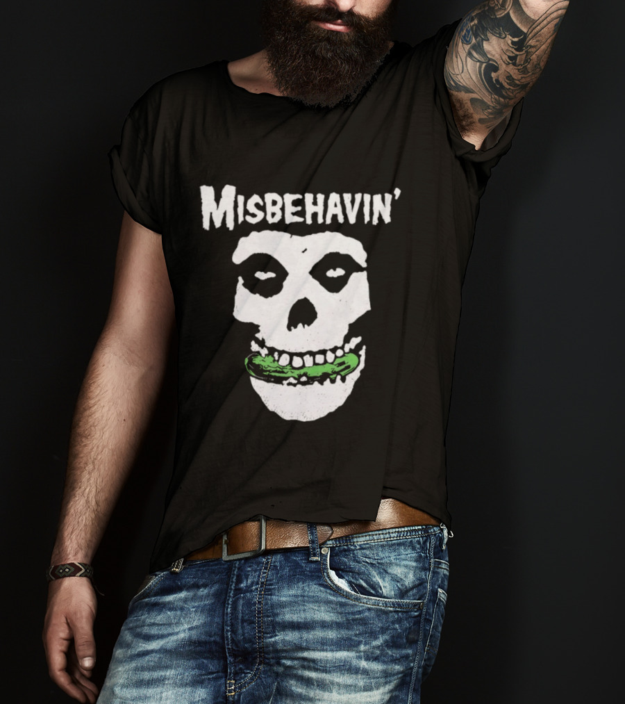 Misbehavin' Pickle Skull Misfits Punk Rock T-Shirt