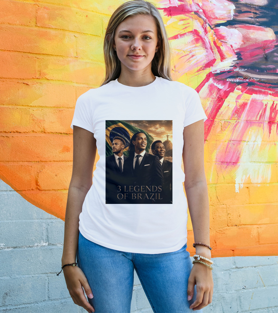 3 Legends Of Brazil Pelé Ronaldinho Neymar Brazilian Heritage T-Shirt