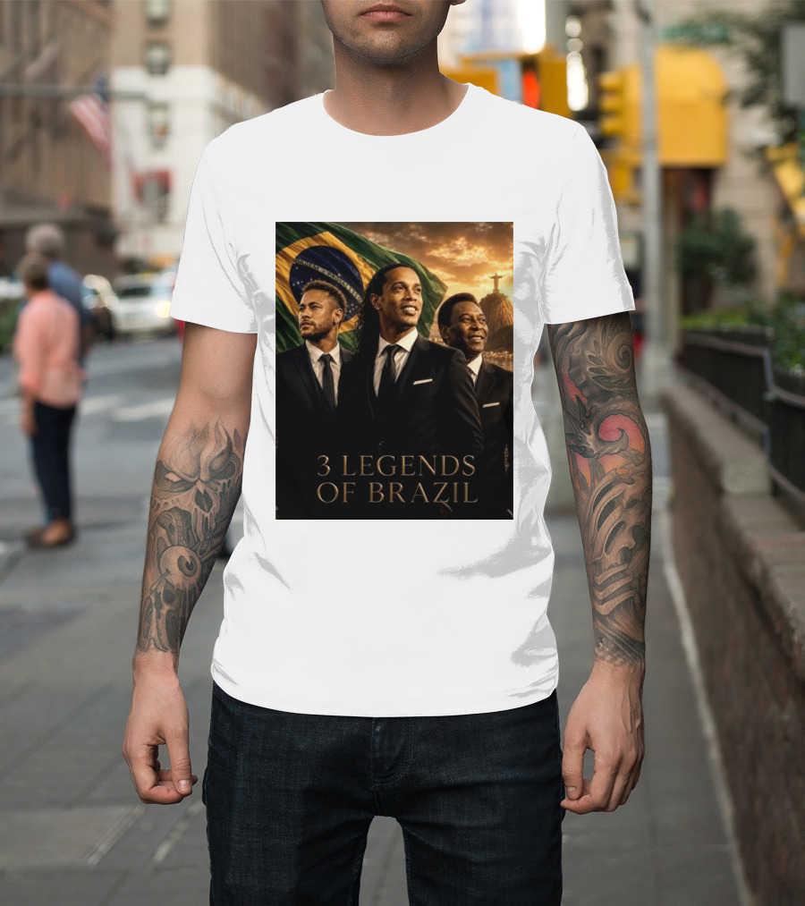 3 Legends Of Brazil Pelé Ronaldinho Neymar Brazilian Heritage T-Shirt