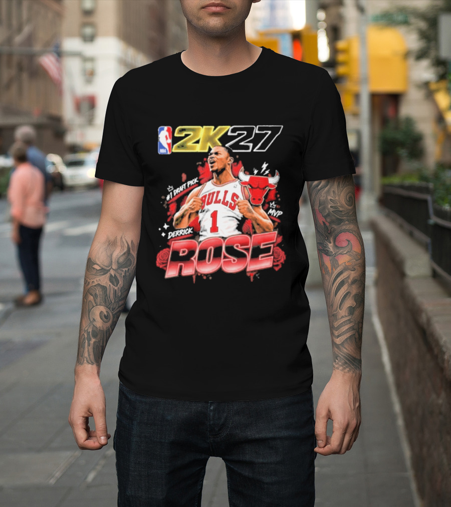 NBA 2K27 MVP Derrick Rose Bulls #1 Highlight T-Shirt